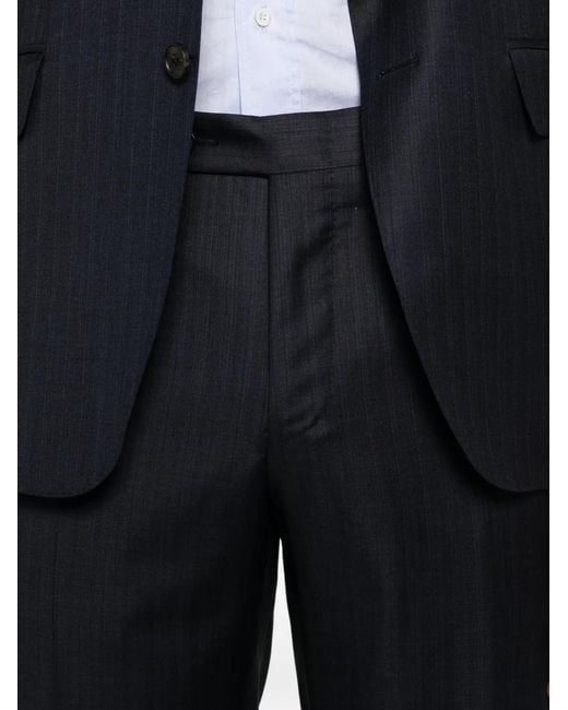 Canali Blue Herringbone Buttoned Suit for men