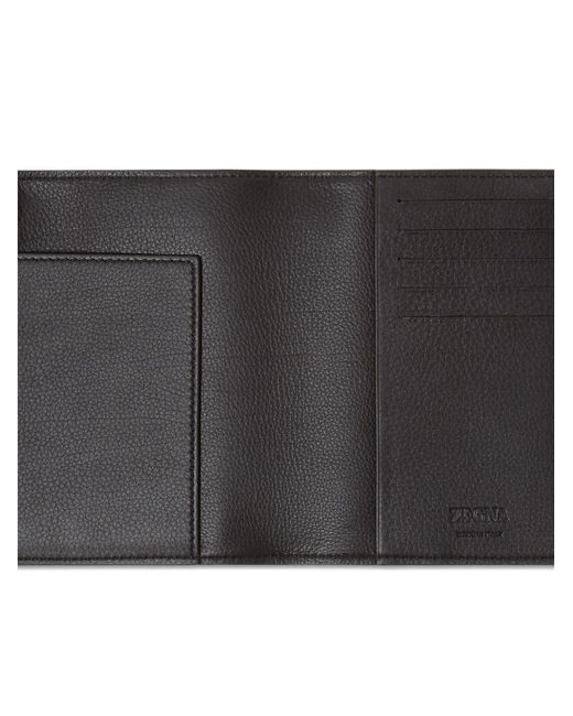 Zegna Black Leather Passport Case for men