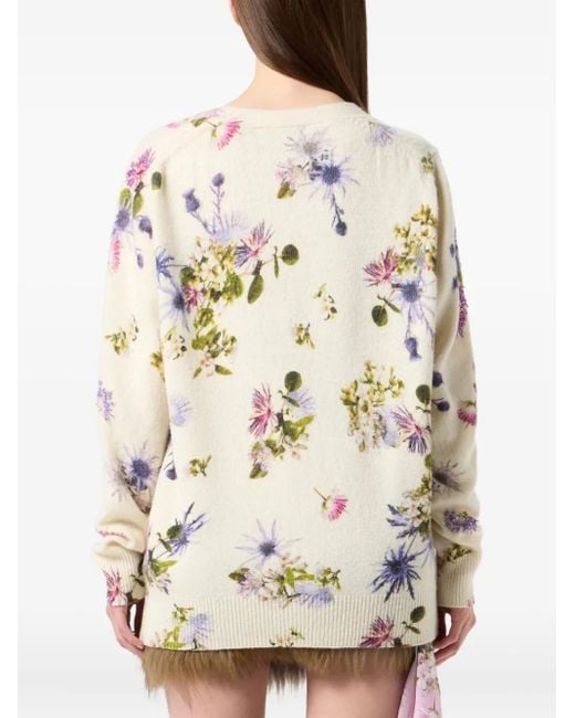 Cardigan À Fleurs En Perles Blumarine en coloris Natural