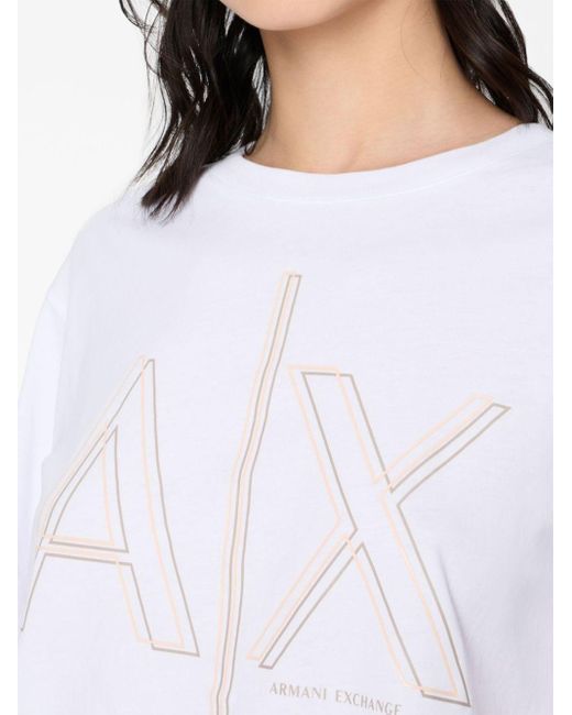 Armani Exchange White T-Shirt mit Logo-Print