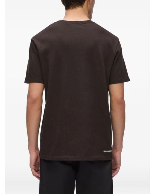 Karl Lagerfeld Black Embroidered Logo T-Shirt for men