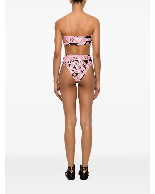 Emilio Pucci Pink Occhi Print Bikini Top