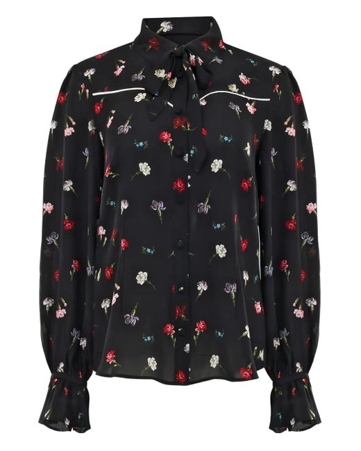 Blusa con lazo floral Cinq À Sept de color Black