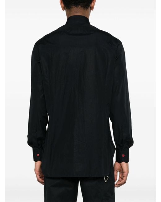 Kiton Popeline Overhemd Met Gegraveerd Logo in het Black voor heren