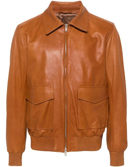 Lardini Brown Zip-up Leather Jacket for men
