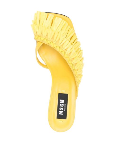 MSGM Yellow 50mm Fringe-detail Sandals