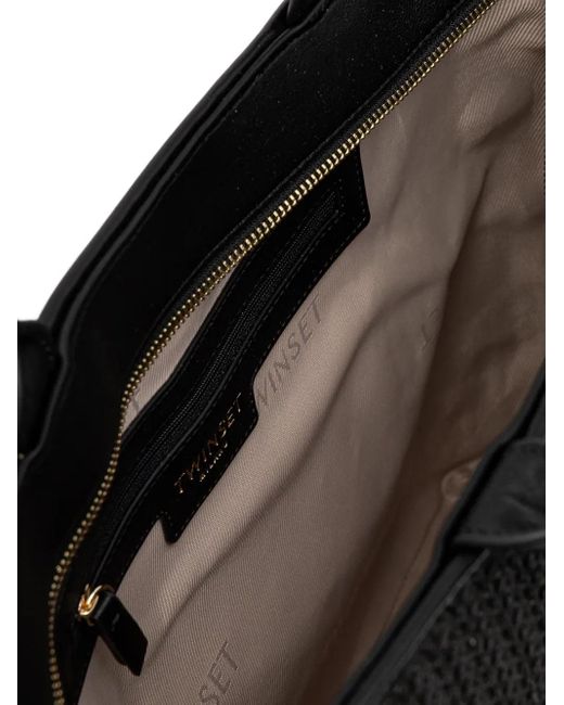 Twinset Black Gerippter Shopper