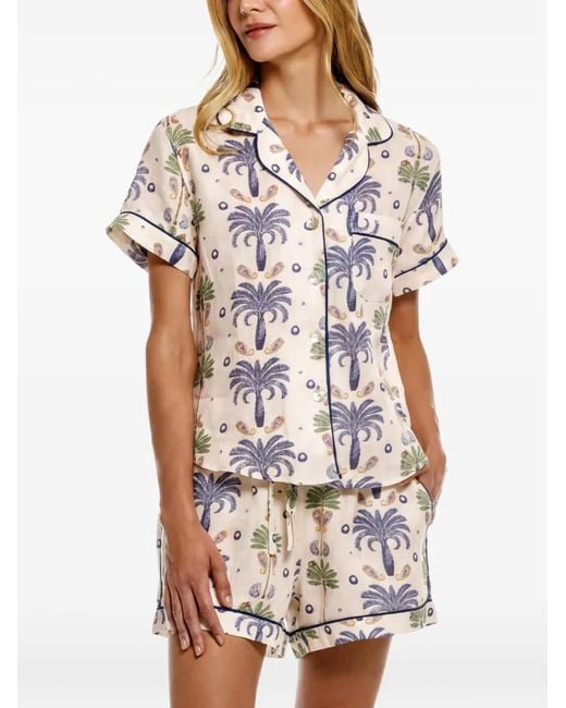 The Lazy Poet Natural Nina Riviera Palms-Print Pyjama Set