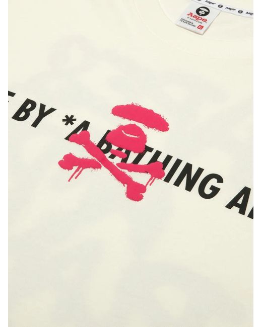 Aape By A Bathing Ape White Logo-Print T-Shirt for men