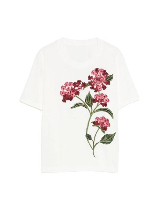 Agua Bendita White Sama Quebrada Floral Short-Sleeved T-Shirt