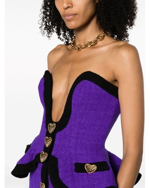 Moschino Purple Button-detail Knitted Corset