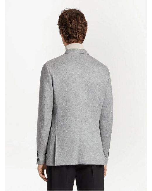 Zegna Gray Oasi Single-Breasted Cashmere Blazer for men