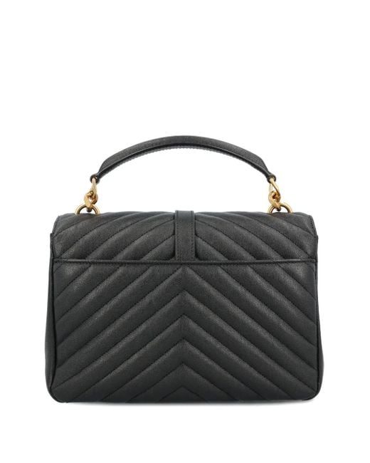 Saint Laurent Black Logo-Plaque Leather Shoulder Bag