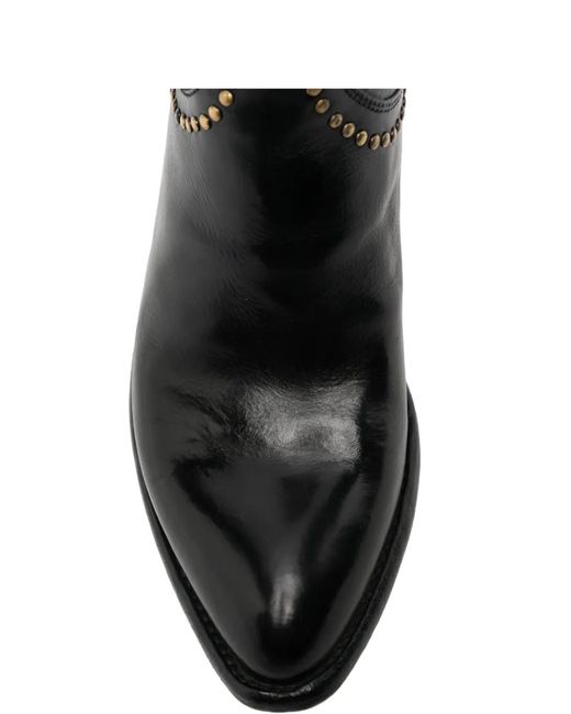 LEMARGO Black Stud-Embellished Leather Ankle Boots
