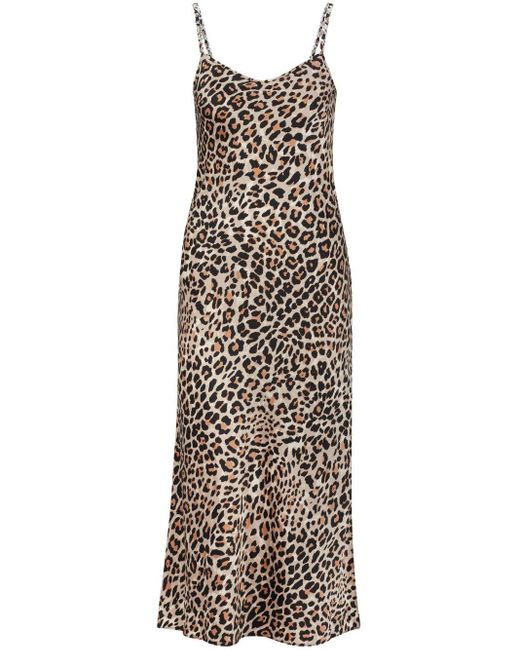 Slip dress con estampado de leopardo HUGO de color Natural