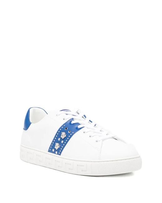 Versace Blue Greca Embellished Sneakers for men
