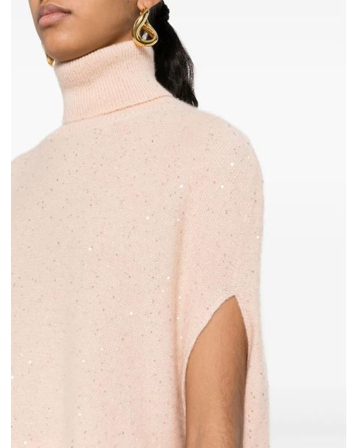 Fabiana Filippi Natural Sequin-Embellished Knitted Top