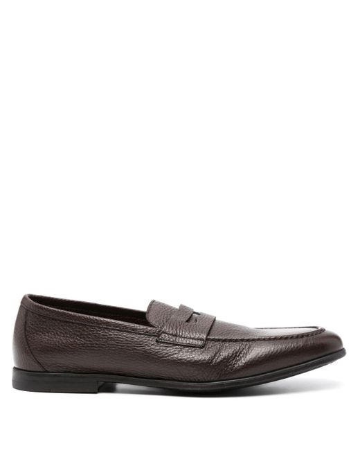 Canali Gray Grained Leather Loafers for men