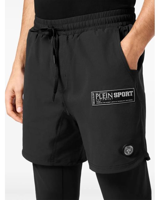 Philipp Plein Black Logo-Print Leggings for men