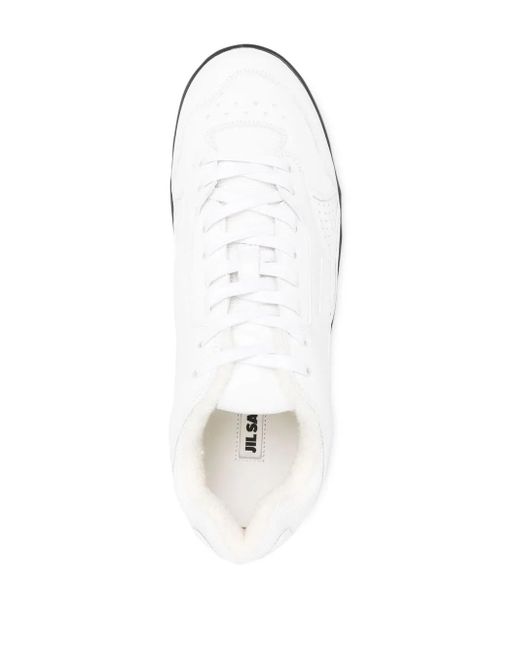 Jil Sander White Panelled Low-Top Leather Sneakers for men