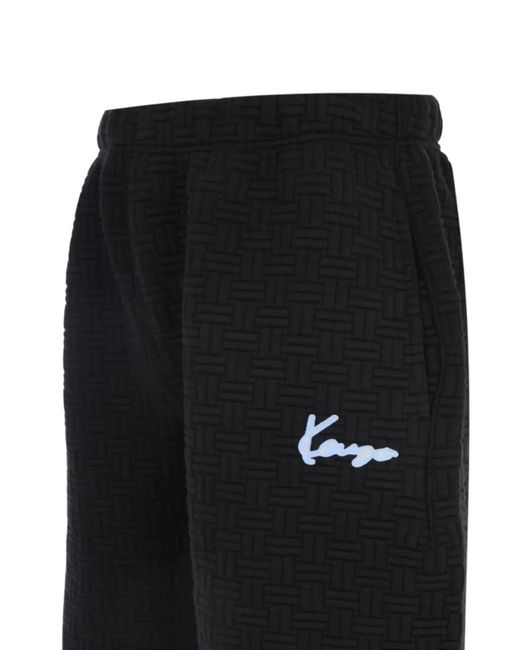 KENZO Black Logo-Embroidery Shorts for men
