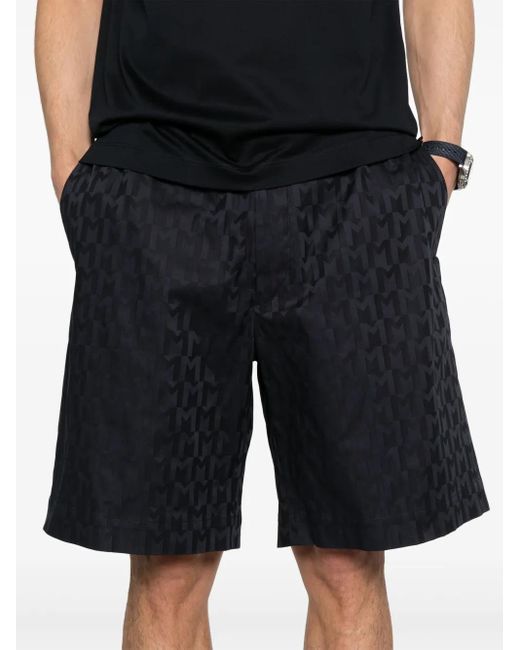 Moncler Blue Monogram-Jacquard Shorts for men