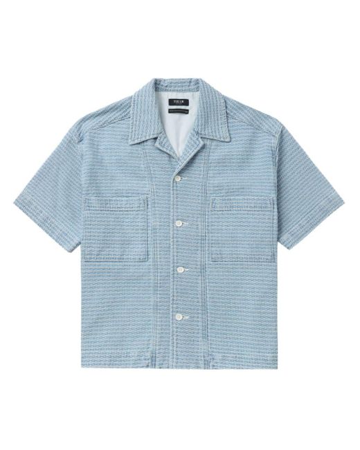 FIVE CM Blue Geometric-print Cotton Shirt for men