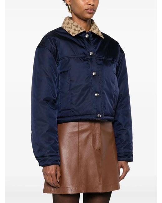 Gucci Blue Reversible Cropped Jacket