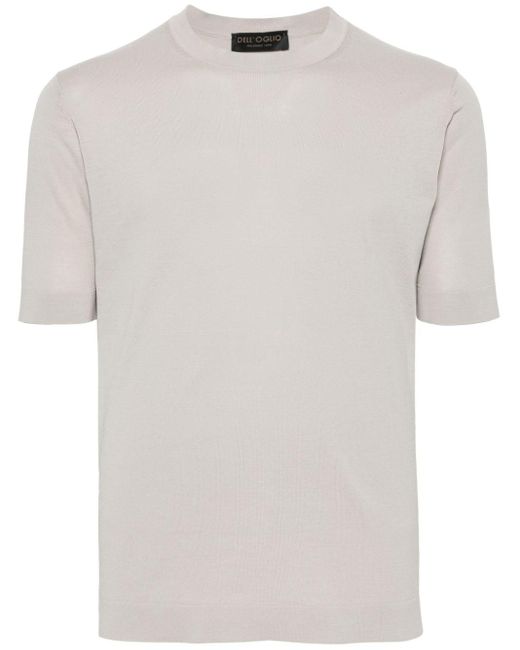 Crew-neck cotton T-shirt Dell'Oglio de hombre de color White