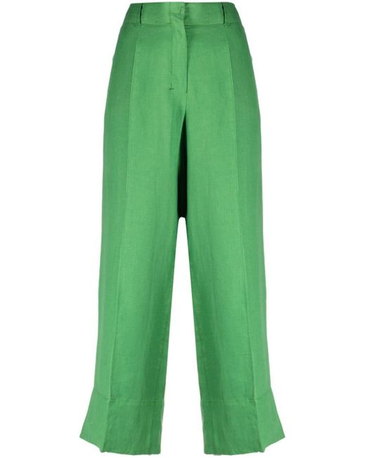 Max Mara Green Cropped-Hose aus Leinen