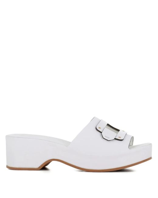 Roberto Del Carlo White Buckle-Detail Sandals