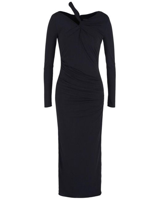 Giorgio Armani Black Cut Out-detail Ruched Midi Dress