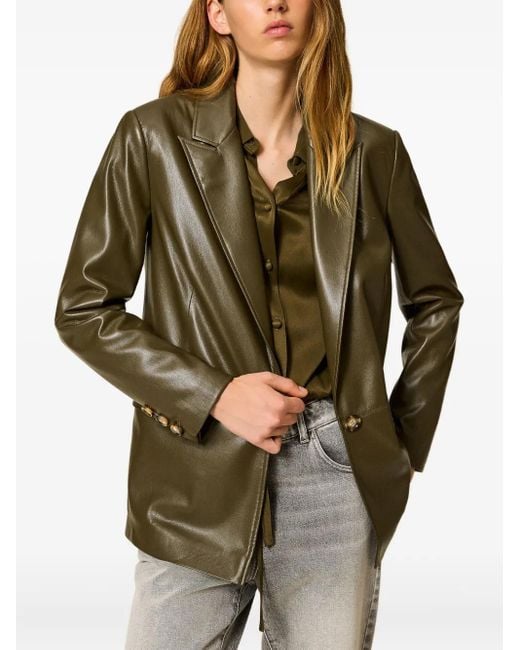 Twinset Green Peak-Lapel Single-Button Blazer