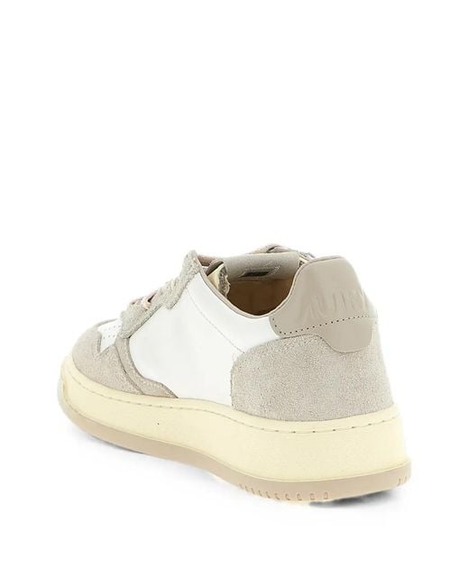 Autry White Medalist Low Suede-Panelled Sneakers for men