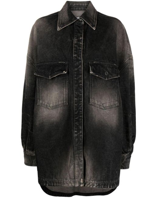 The Attico Black Bleached-effect Denim Coat