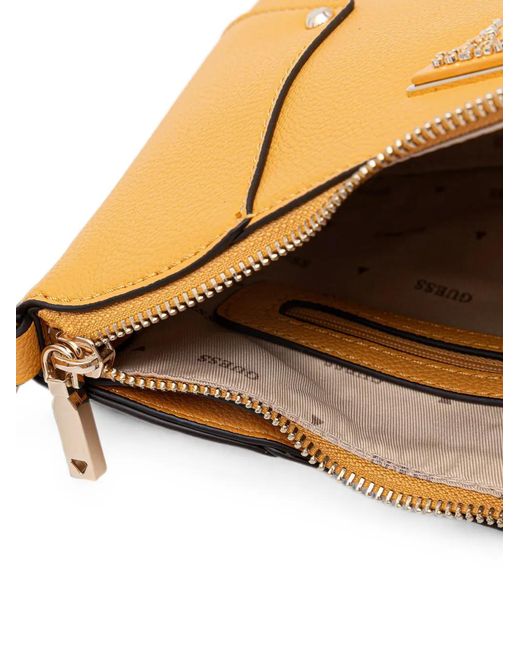 Guess Yellow Darcy Logo-Plaque Pebbled-Effect Shoulder Bag