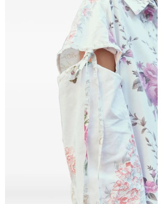 Rave Review White Eli Floral-Print Shirt