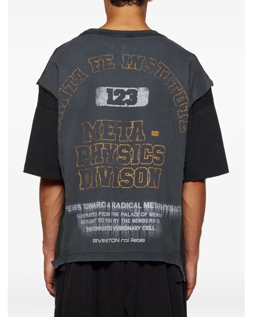 RRR123 Black Graphic-Print T-Shirt for men