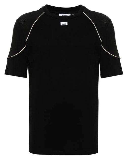 Gcds Black Cotton T-Shirt With Comma for men