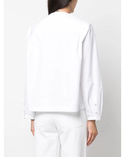 Jil Sander White Long-Sleeved Cotton Blouse