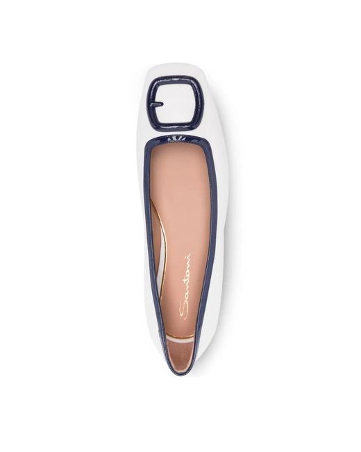 Santoni White Pumps Mit Eckiger Kappe