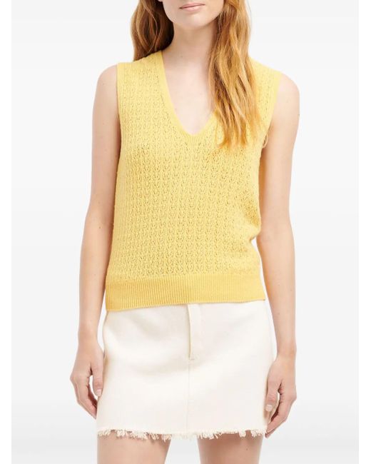 Barrie Yellow V-Neck Cashmere Top