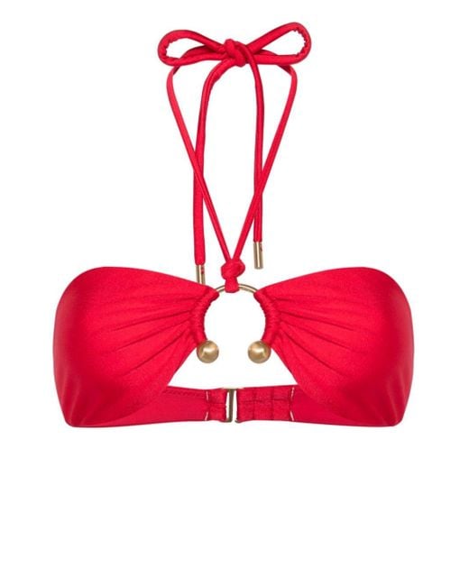 Cult Gaia Red Brenner Ring-embellished Bikini Top