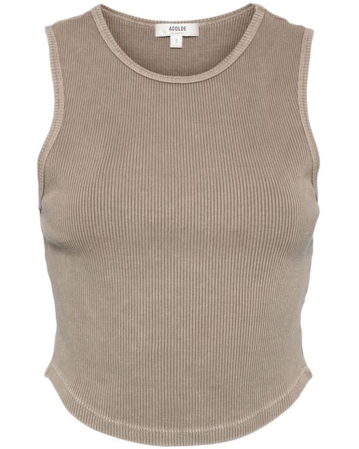 Agolde Brown Ribbed-knit Tank Top