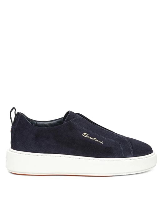 Santoni Blue Slip-On Sneakers