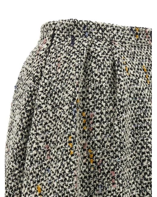 Alessandra Rich Gray Embellished Tweed Midi Skirt