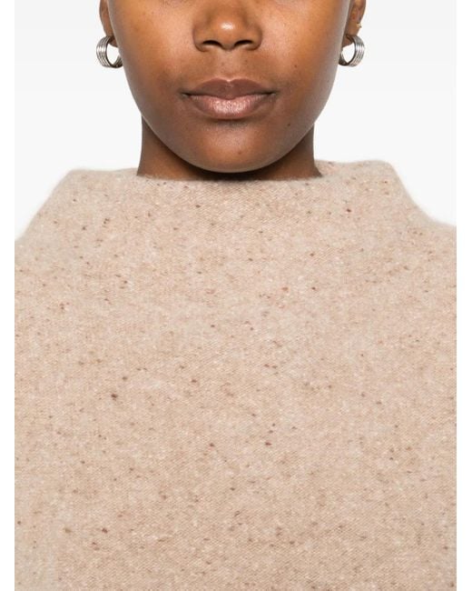 Vince Natural Melierter Pullover mit Stehkragen