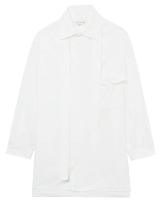 Yohji Yamamoto White Scarf-detail Cotton Shirt for men