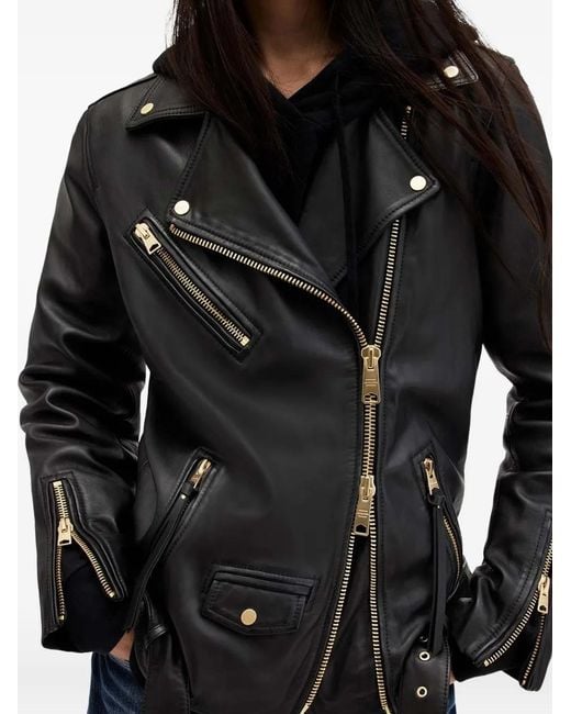 AllSaints Black Biller Leather Jacket