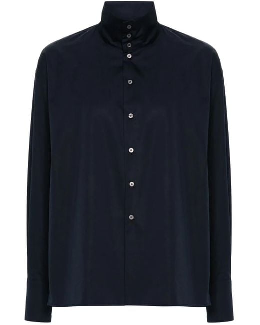Fabiana Filippi Blue High-Neck Poplin Shirt